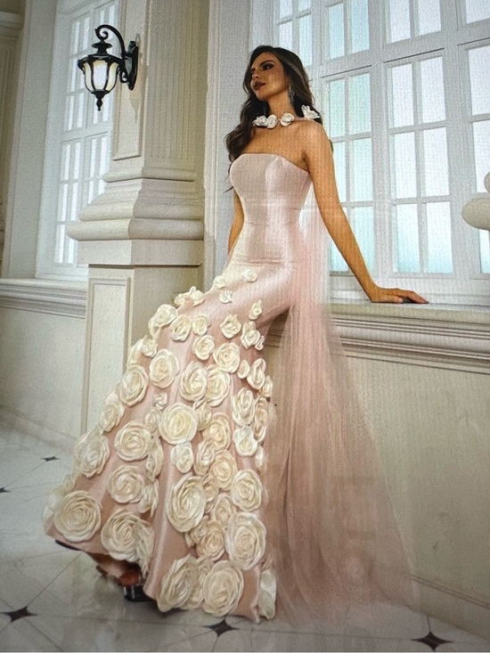 Terani Couture Dresses & Skirts - Terani Couture Blush Strapless Gown with 3D Floral Appliqués